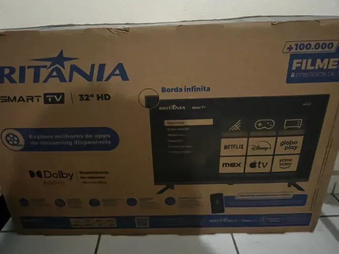 Smart TV Britânia 32? HD Roku TV - Estado de Nova!