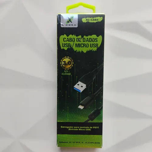 Cabo Carregador Controle PS4 / Micro USB V8 1,80m - X-Cell USB 3.0