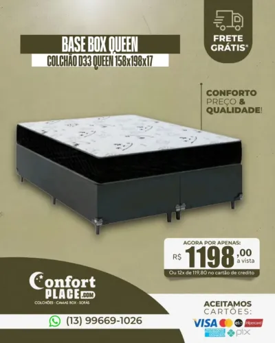 Cama Box Queen + Colchao Queen Espuma D33 Frete Gratis