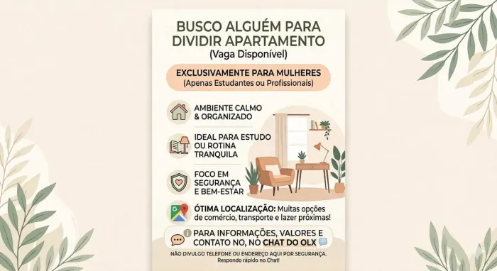 Vaga para dividir apartamento ( Apenas mulheres )