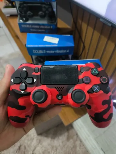 ? Controle PS4 Camuflado Vermelho PC Celular Smart TV