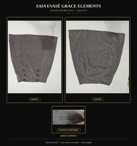 Saia Evasê Cinza com Botões - Grace Elements (Importada) - Tam. 38