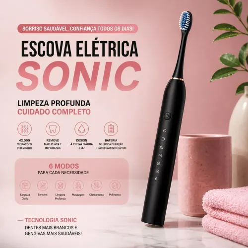 Escova de Dentes Sonic Recarregável - Design Premium