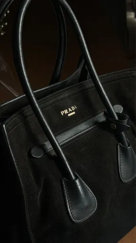 Bolsa Prada vingage original modelo Cuir Suede Double Handle Tote autêntica