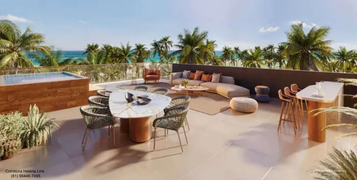 Cobertura duplex com 3 quartos, piscina privativa e 2 vagas na Praia do Cupe - Ipojuca - P
