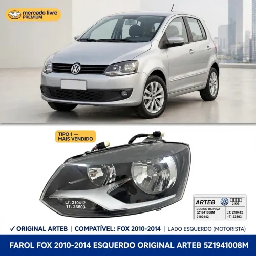 FAROL ESQUERDO VW FOX 2010 a 2014
