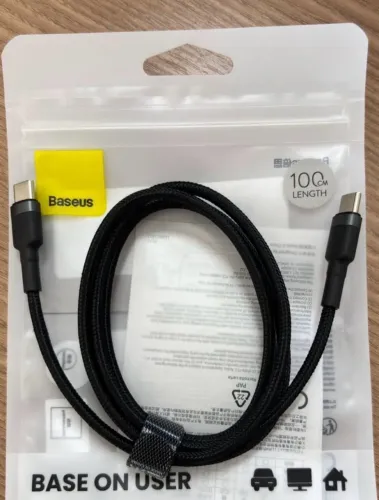 Cabo Tipo C p/ Tipo C Baseus ORIGINAL LACRADO 1m 60W