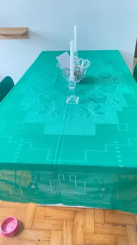 Toalha de Mesa retangular - Fibra de Coco - Verde Natal