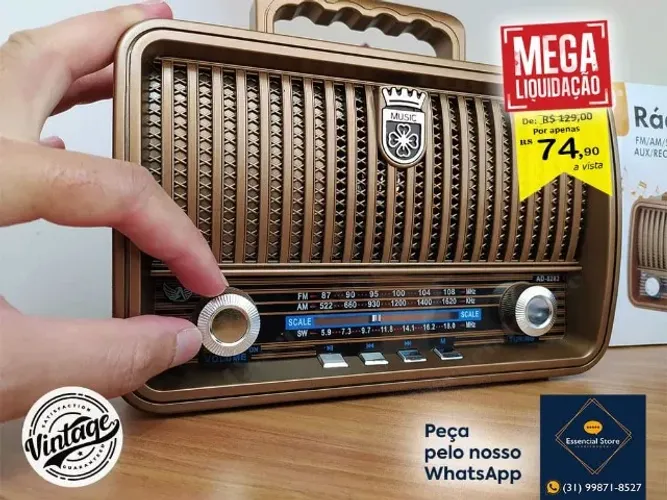 Caixa de som bluetooth Radio Retro Vintage FM Am Mp3 - SUPER PROMOÇÃO!