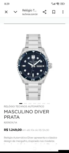 Relógio technos 8205 automático 