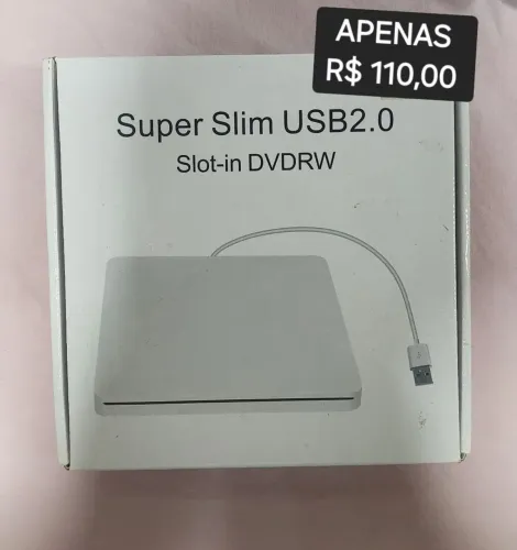 Gravador e Leitor Externo CD/DVD USB 2.0 Super Slim Slot-in DVDRW