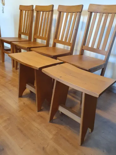 Jogo de cadeiras de peróba + banquinhos orientais