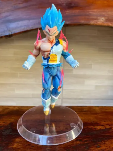 Action Figure Dragon Ball - Vegeta SJJ Blue 20cm Com Base Aérea