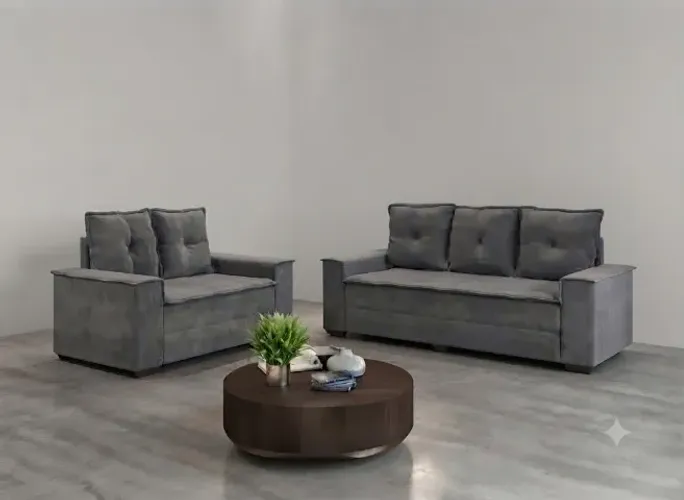 Sofá 2 e 3 lugares Barcelona Cinza Novo! ( Em Estoque)