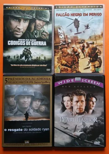 Dvd Códigos Guerra + Falcão Negro Perigo + Pearl Harbor + Resgate Soldado Ryan 