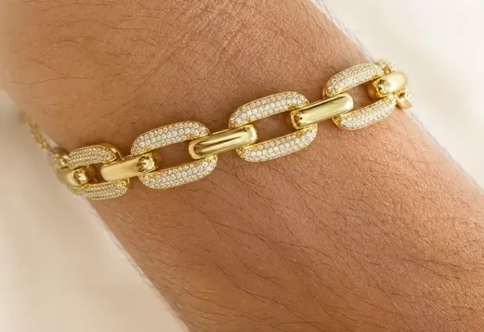 Pulseira Elo Cravejado em Ouro 18k 750