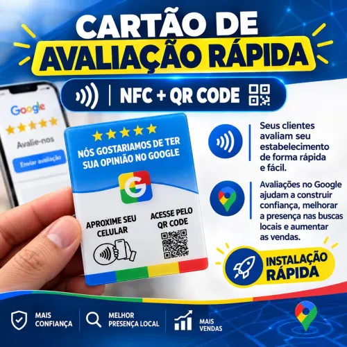 Placa de avaliação loja google NFC + QR Code