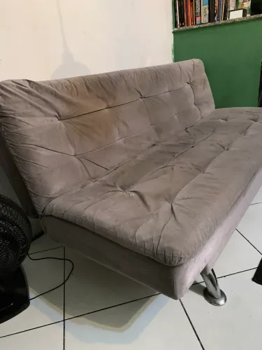 Sofá-Cama 3 Lugares Casal Premium Suede Cinza