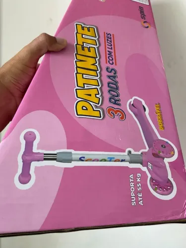 Patinete 3 Rodas com Luzes Dobrável Rosa - Spin-Scooter