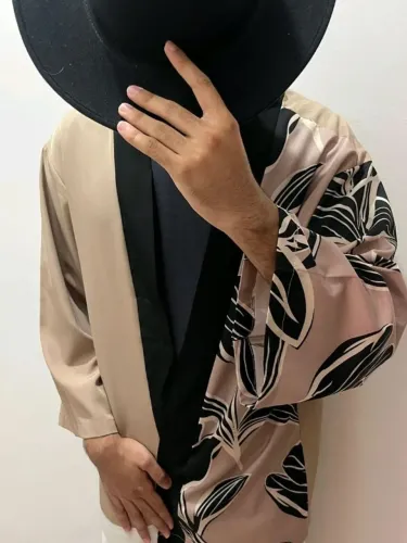 Kimono masculino marrom estampado