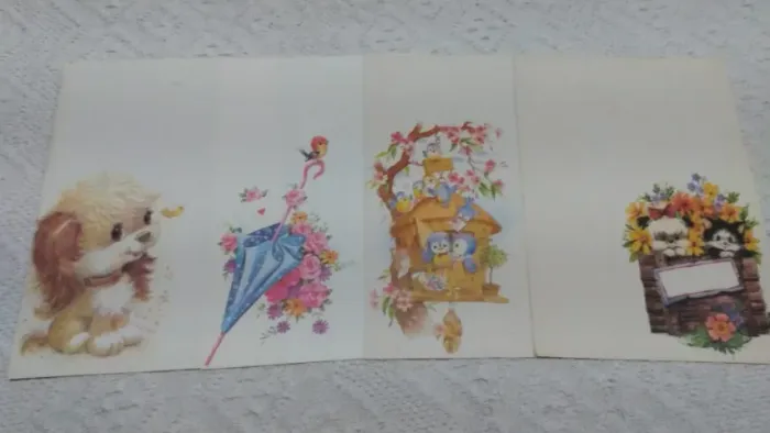 Lote de papel de carta antigo 4 folhas Coleção ratinhos da marca artesanal.