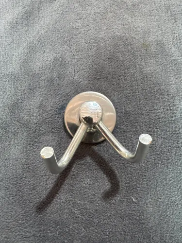 Gancho Cabide Duplo Para Banheiro, Lavabo, Lavanderia Aluminio E Aço Inox