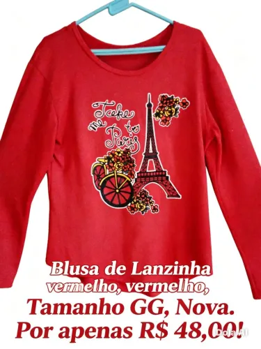 BLUSA DE LANZINHA VERMELHO ESCURO, GG, NOVA. POR APENAD 48,00 REAIS!