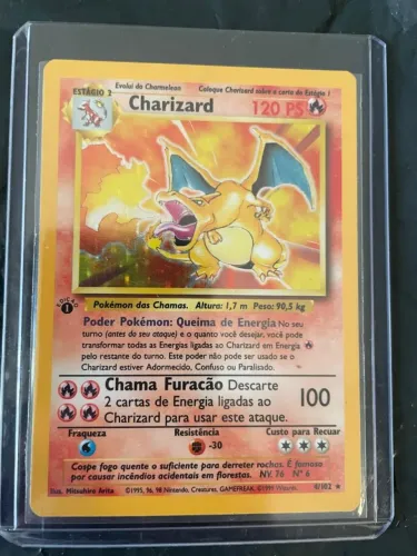 Charizard Base set original 1ª edição em Excelente estado, raridade