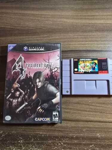 2 Jogos Originais: Resident Evil 4 (Ganecube) + Super Mario All Stars (SNES)