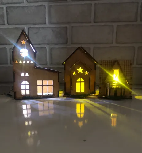 Casas maquete com iluminação 