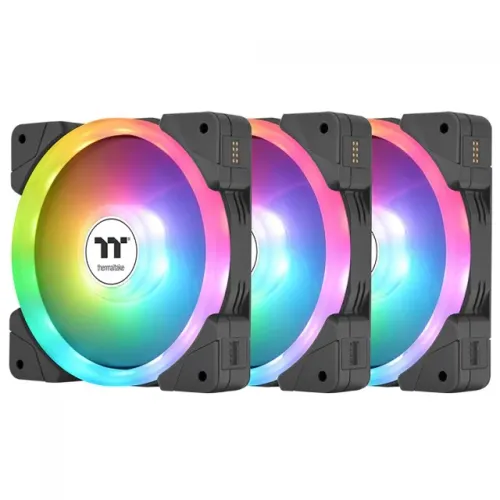 Kit Fan Com 3 Unidades Thermaltake Swafan Ex14 Premium Edition, ARGB, 140mm, PWM, Preto