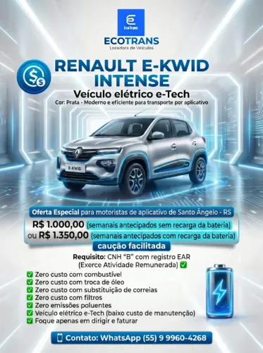 Locação de veículos elétricos para motoristas de aplicativo