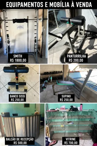 Aparelhos e mobília para academia