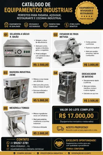 VENDO EQUIPAMENTOS PARA PADARIA, AÇOUGUE, RESTAURANTE OU COZINHA INDUSTRIAL.