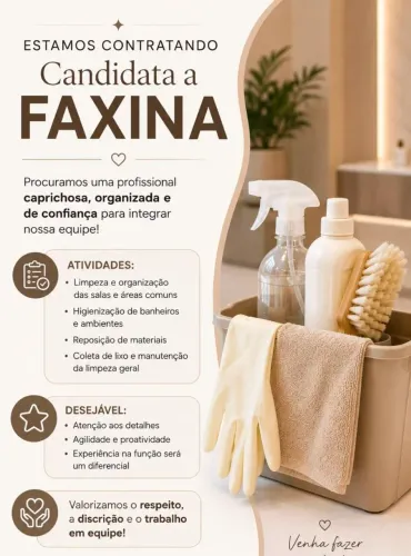 Clínica contrata Faxineira 