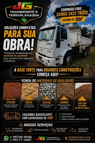 Aterro limpo, areia, saibro, brita.