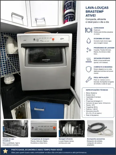 Lava-Louças Brastemp Ative! 8 Serviços - Excelente Estado