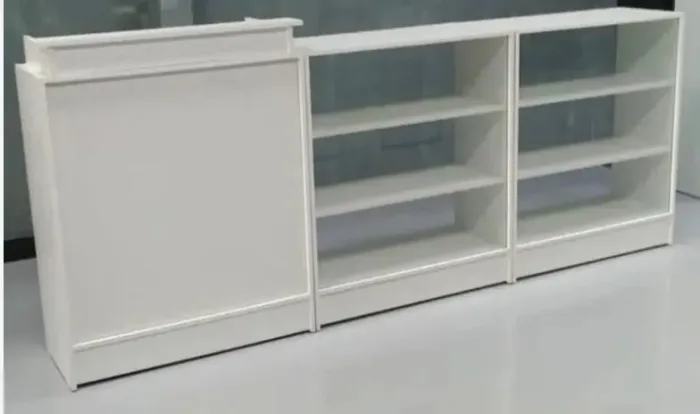BALCÃO CAIXA + BALCÕES VITRINE MDF 