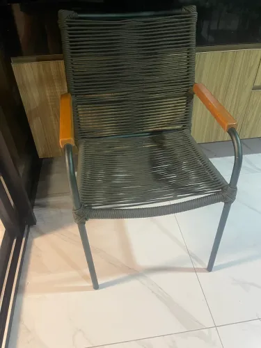 Cadeira de alumínio com corda náutica verde escuro