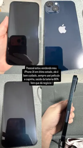 Vendo iPhone 14, bem conservado e cuidado, sempre usei capinha e película.