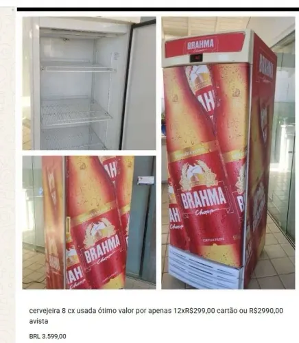 Cervejeira otimo valor 8 caixas 597 litros por 12xR$320 cartão wats *