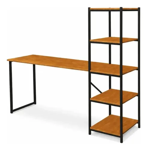 Escrivaninha home office (cor canela e preto).