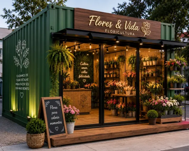 Contêiner Floricultura - Moderno, Personalizado e Pronto para o Seu Negócio