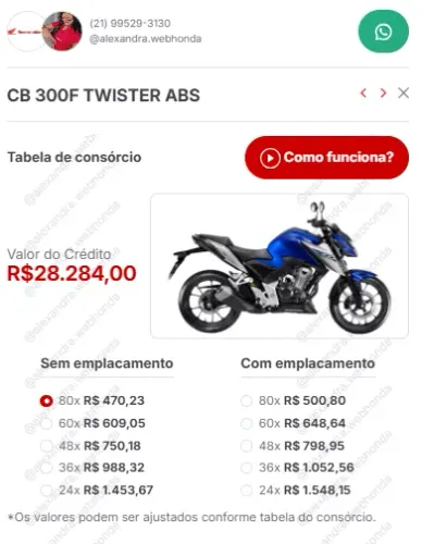 CB TWISTER 300F ABS 2026 0KM | PARCELAS ACESSÍVEIS SEM FINANCIAMENTO BANCÁRIO