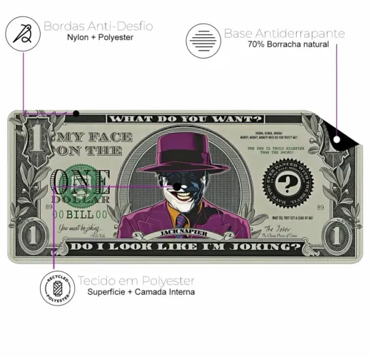 Mouse Pad Gamer Profissional Antiderrapante Games Diversas Estampas Dollar