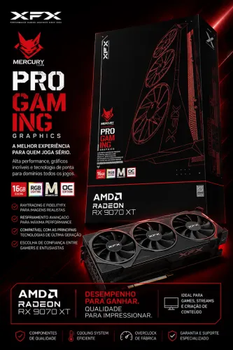 ? PLACA DE VÍDEO XFX MERCURY RX 9070 XT 16GB! ?