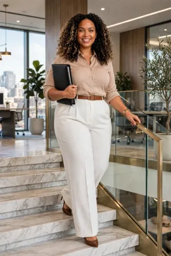 Calça pantalona branca para trabalho