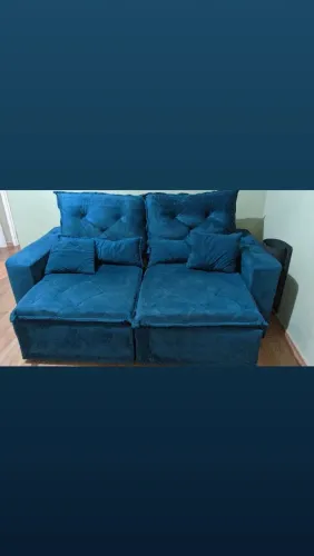 Sofá Retrátil e Reclinável Azul Marinho - Muito Confortável | Excelente Estado