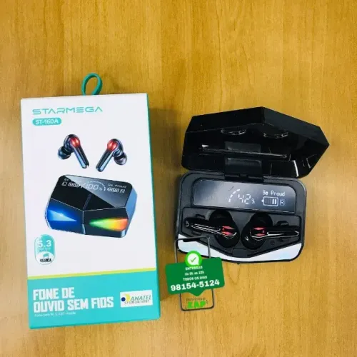 Fone de Ouvido Bluetooth Gamer 5.3 com Display e Led RGB - ST-160A - Starmega