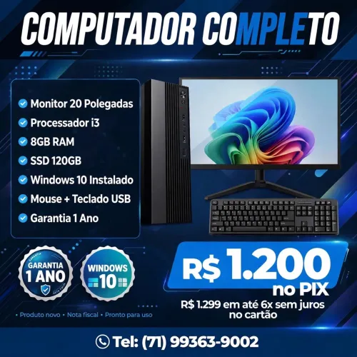 Computador completo com 1 ano de garantia